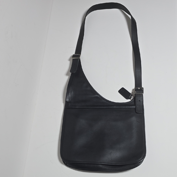 Vintage Coach Saddle  Black Crossbody Bag 9404 with Pebbled Leather - Picture 1 of 15